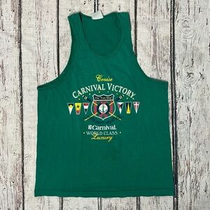 Vintage Carnival Cruise 1990s Green Tank Top Beach Tee Tees Tshirt